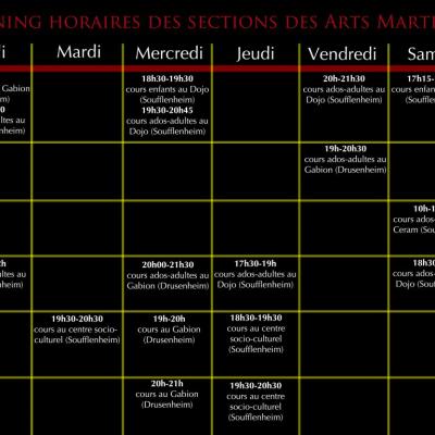 Horaires des sections