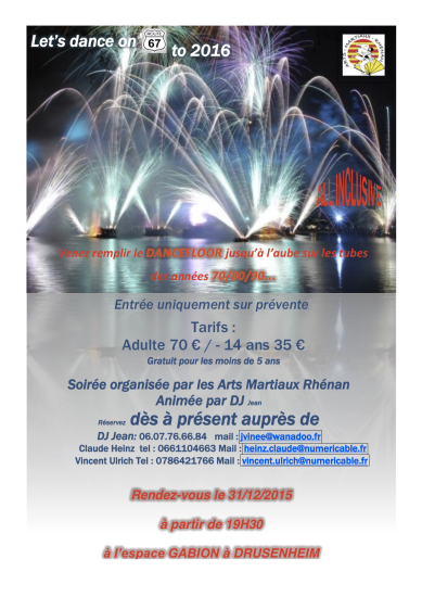 Bal Nouvel An 2016 Saint Sylvestre Arts Martiaux Rhénans